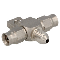 T-kors Rostfritt Hane 3/8UNF + 2X AN3 Slanganslutningar QSP